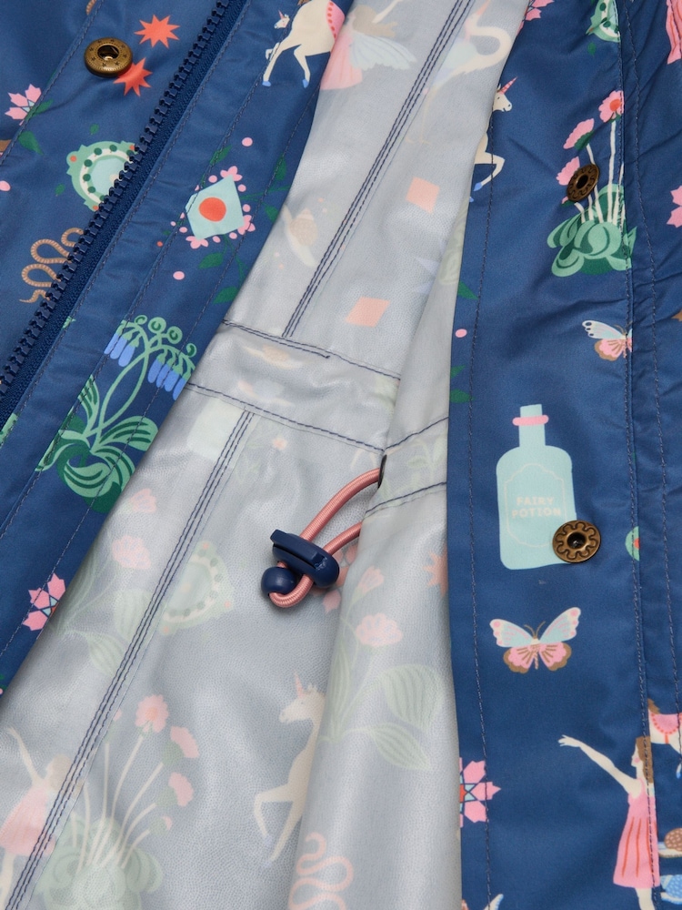 Joules Rainford Navy Waterproof Packable Raincoat With Hood - Image 8 of 10