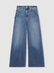 Rock Show Blau - Paige Kurz geschnittene Jeans mit weitem Bein und unverarbeiteten Abschlüssen - Bild 1 von 2
