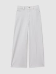 Blanco nítido - Paige Wide Leg Raw Hem Cropped Jeans - Imagen 2 de 5