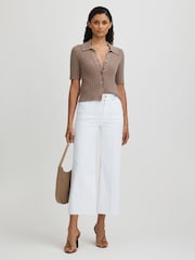 Blanco nítido - Paige Wide Leg Raw Hem Cropped Jeans - Imagen 3 de 5