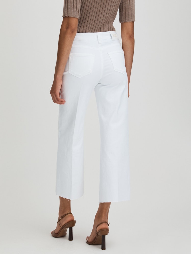 Paige Wide Leg Raw Hem Cropped Jeans - Image 4 of 5