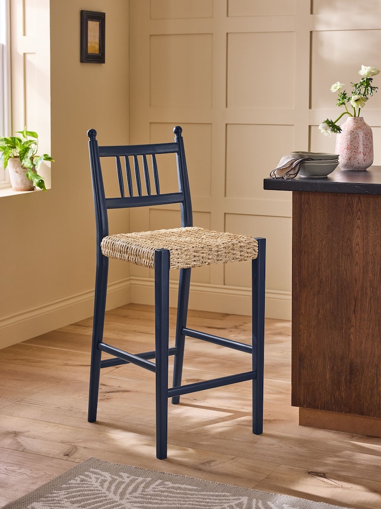 Nina Campbell Navy Alder Bar Stool - Image 1 of 8