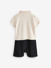 Baker by Ted Baker Stone 100% Cotton Polo Romper - Image 2 of 4