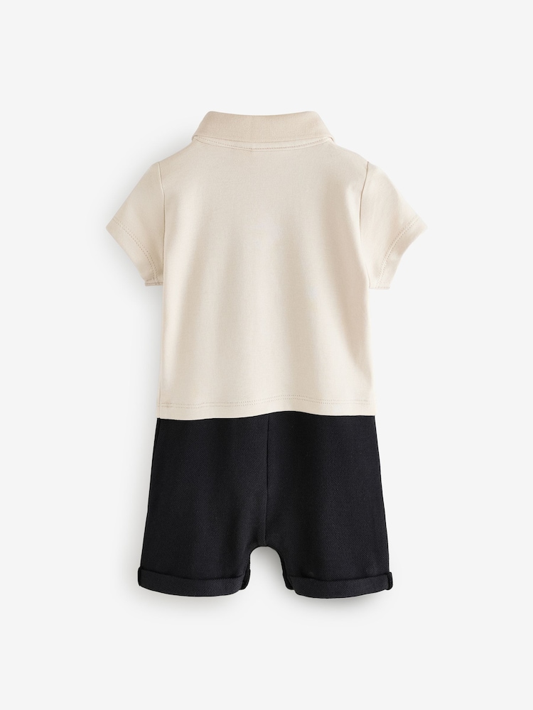 Baker by Ted Baker Stone 100% Cotton Polo Romper - Image 2 of 4