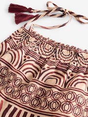 Rust Brown Geometric Print Strappy Drop Waist Tiered Maxi Dress - Image 6 of 8