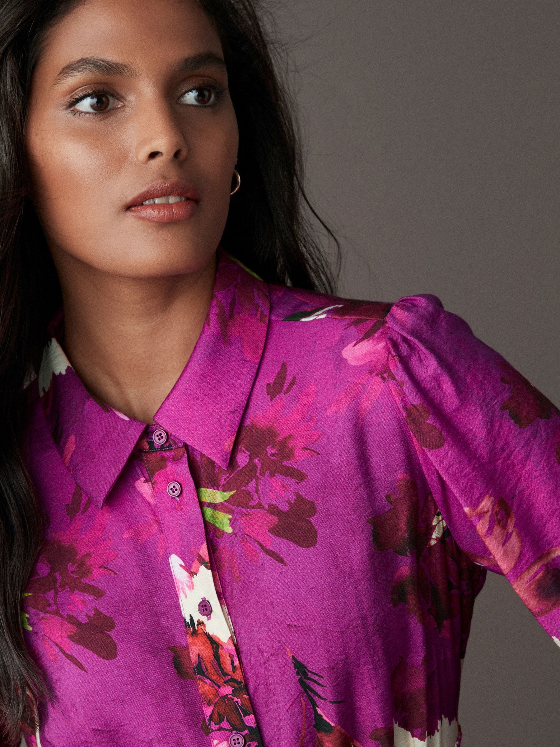 【着後レビューで 送料無料】 Long Floral Pink Buy Sleeves USA Next from Dress Shirt Midi トップス