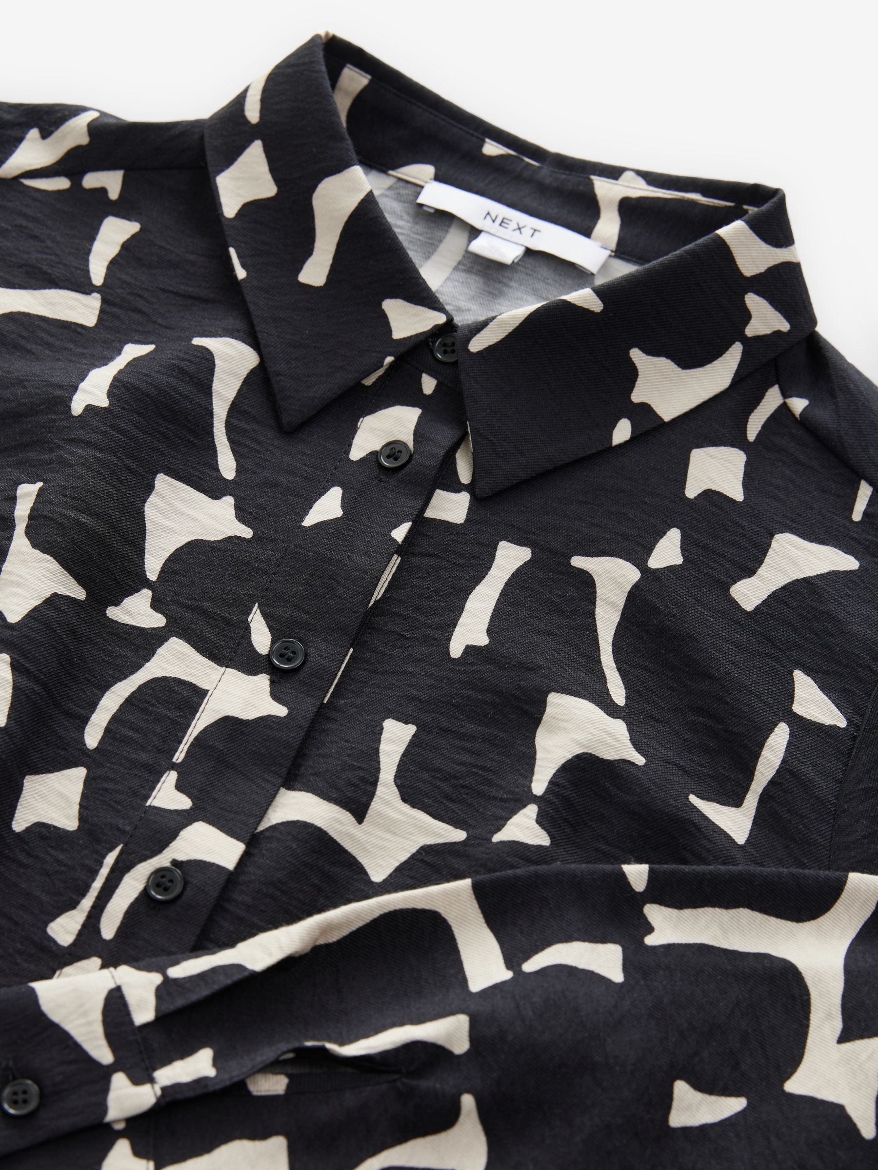 Buy Black/White Geo Print Long Sleeves Midi Shirt Dress from Buy Black/White Geo Print Long Sleeves Midi Shirt Dress from