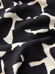 Black/White Geo Print Long Sleeves Midi Shirt Dress - Image 8 of 8