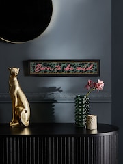 Green Born To Be Wild Slogan Animal Print Framed Wall Art - Image 1 of 5
