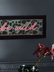 Green Born To Be Wild Slogan Animal Print Framed Wall Art - Image 2 of 5
