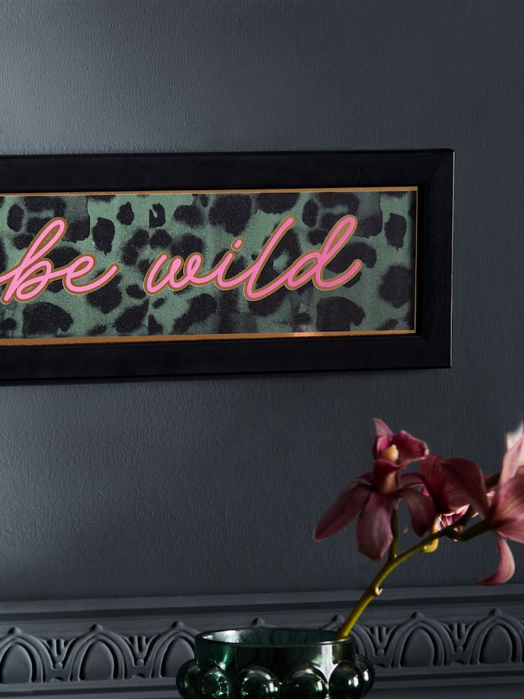 Green Born To Be Wild Slogan Animal Print Framed Wall Art - Image 2 of 5