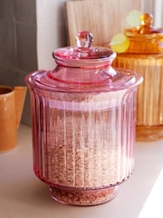 Rockett St George Pink Glass Large Storage Jar - Image 1 of 3