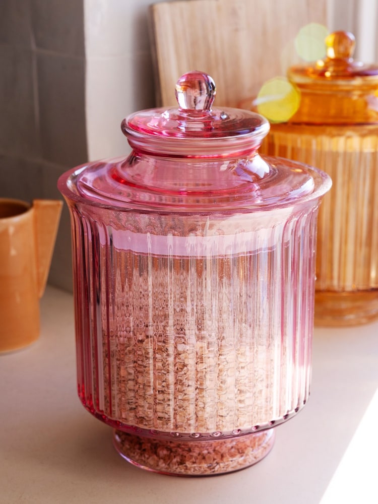 Rockett St George Pink Glass Large Storage Jar - Image 1 of 3
