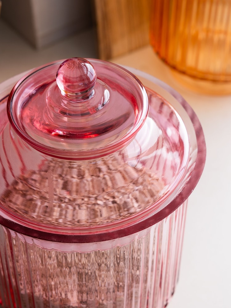 Rockett St George Pink Glass Large Storage Jar - Image 2 of 3