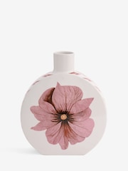 Rockett St George White/Pink Oriental Floral Round Medium Floral Vase - Image 4 of 6