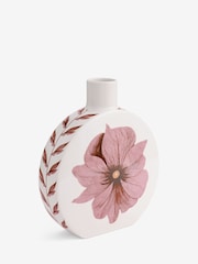 Rockett St George White/Pink Oriental Floral Round Medium Floral Vase - Image 5 of 6