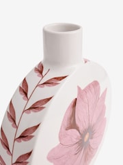 Rockett St George White/Pink Oriental Floral Round Medium Floral Vase - Image 6 of 6