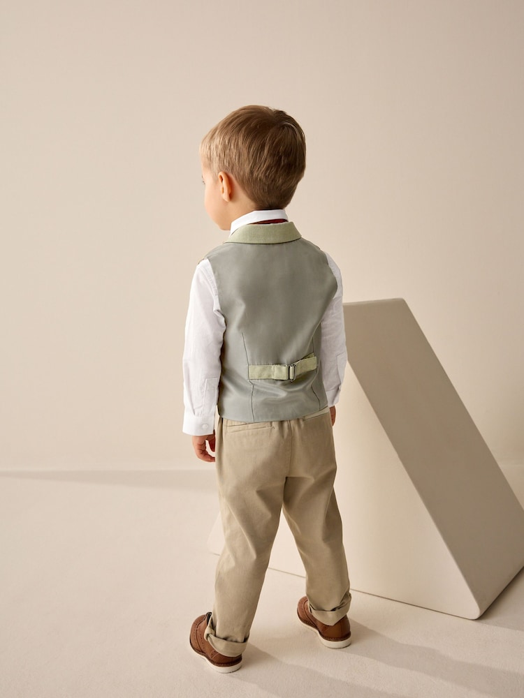 Sage Green Waistcoat Set With Shirt And Bow Tie (3mths-7yrs) - Image 3 of 9