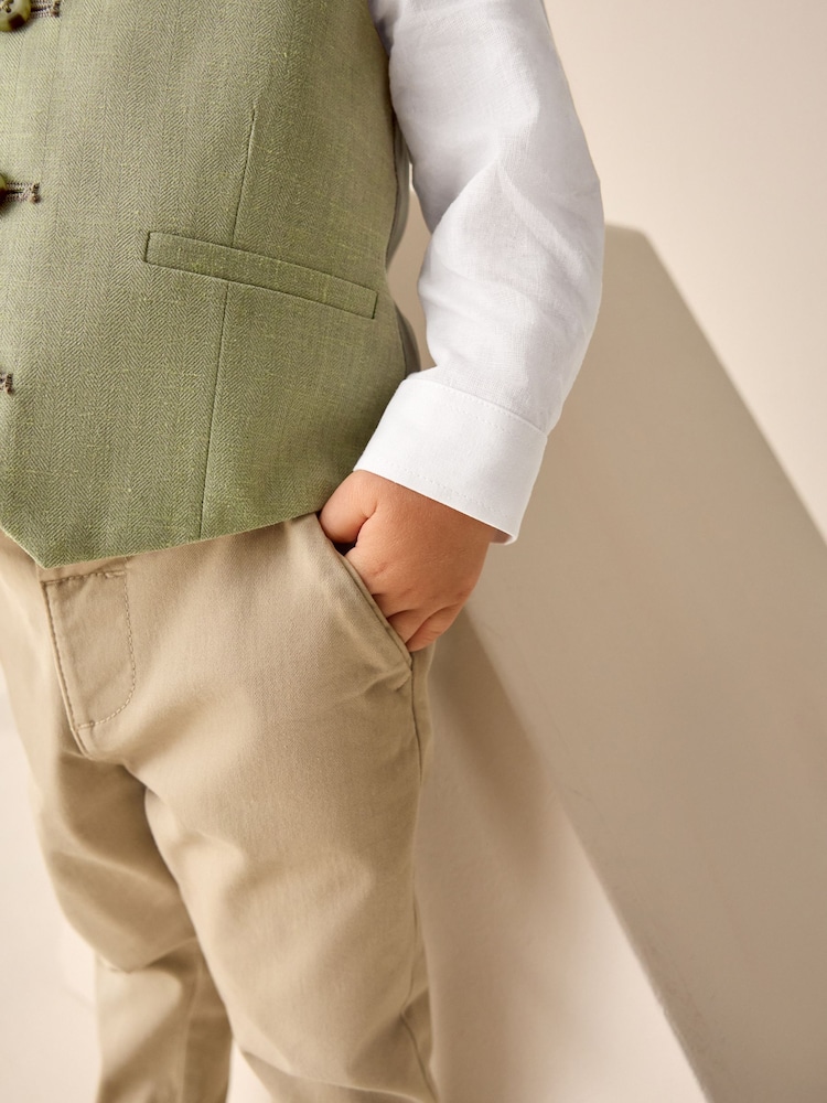 Sage Green Waistcoat Set With Shirt And Bow Tie (3mths-7yrs) - Image 4 of 9
