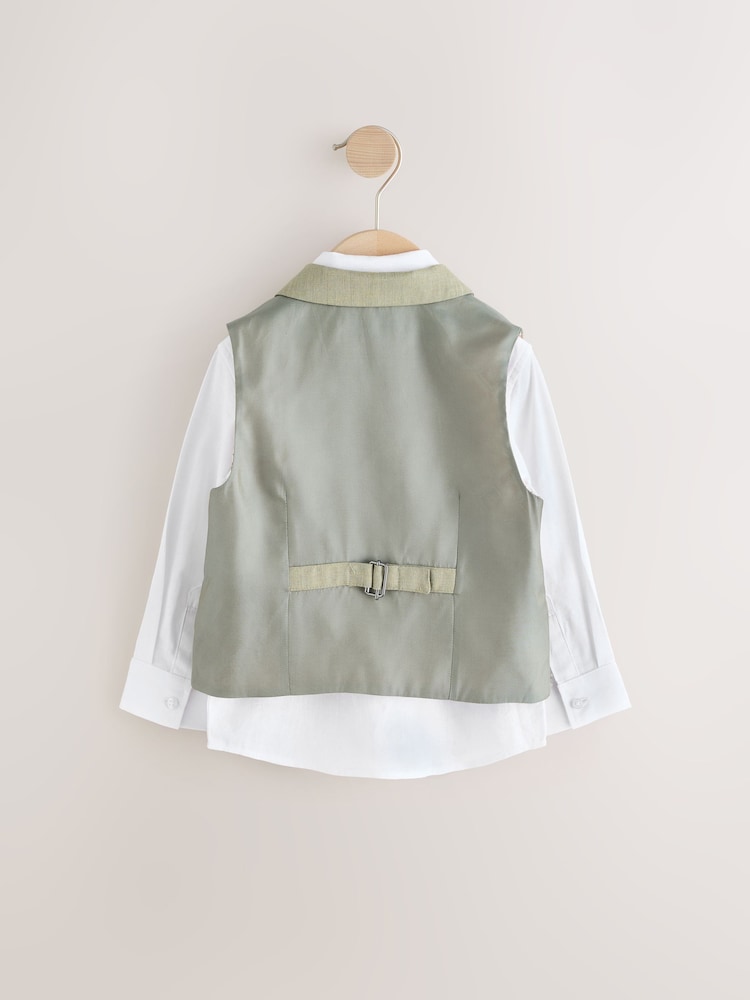 Sage Green Waistcoat Set With Shirt And Bow Tie (3mths-7yrs) - Image 6 of 9