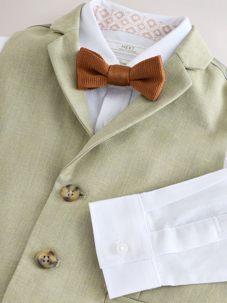 Sage Green Waistcoat Set With Shirt And Bow Tie (3mths-7yrs) - Image 8 of 9