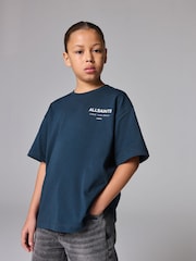 smALLSAINTS Navy Oversized Underground Crew 100% Cotton T-Shirt - Image 1 of 6