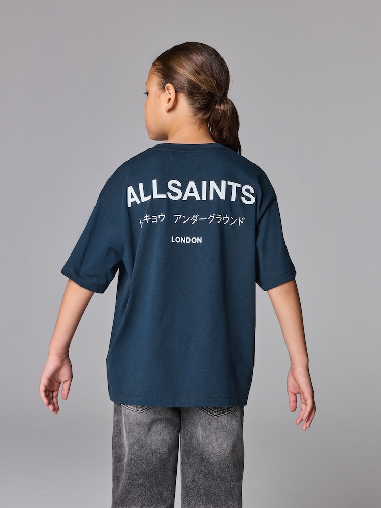 smALLSAINTS Navy Oversized Underground Crew 100% Cotton T-Shirt - Image 2 of 6