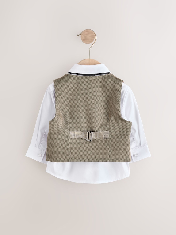 Neutral Check Waistcoat Set With Shirt And Bow Tie (3mths-7yrs) - Image 5 of 9