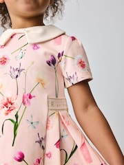 Baker by Ted Baker Pink Floral Collared Ponte Dress - Image 5 of 11