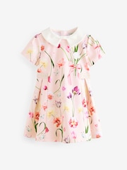 Baker by Ted Baker Pink Floral Collared Ponte Dress - Image 6 of 11
