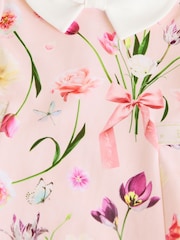 Baker by Ted Baker Pink Floral Collared Ponte Dress - Image 9 of 11