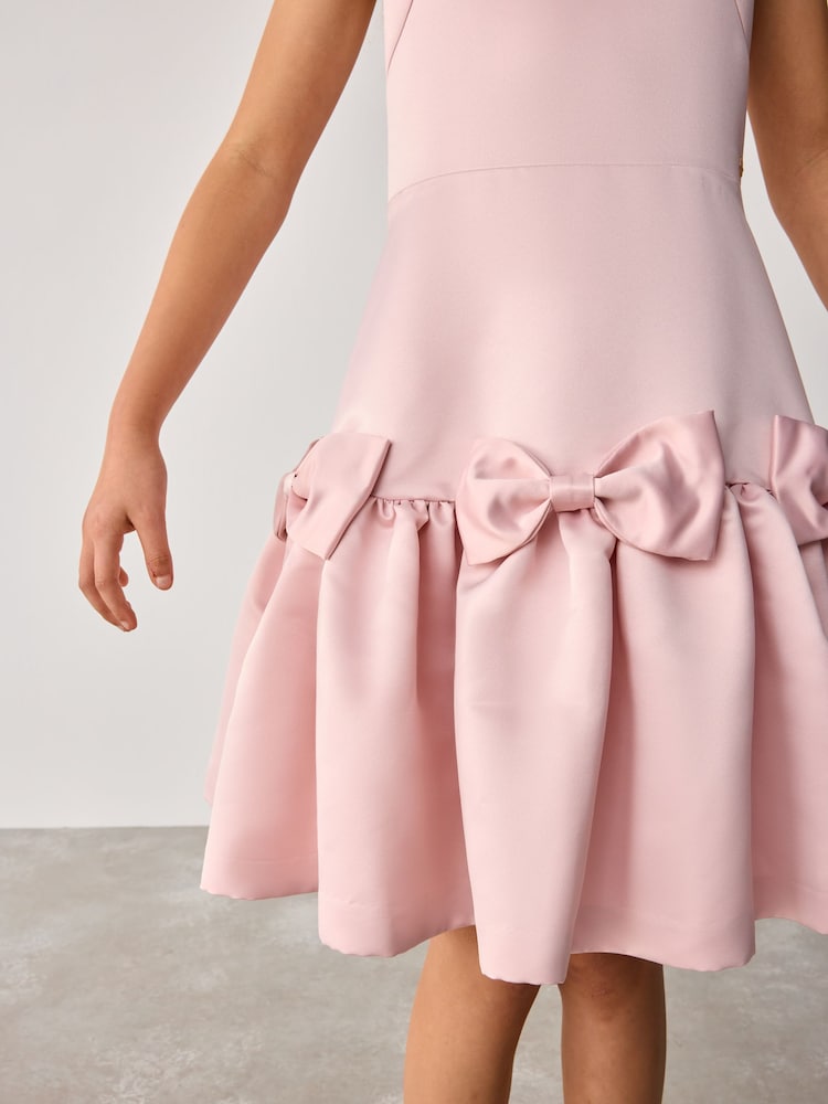 Baker by Ted Baker Pink Satin Bow Detail Occasion Dress - Image 10 of 10