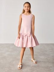 Baker by Ted Baker Pink Satin Bow Detail Occasion Dress - Image 4 of 10