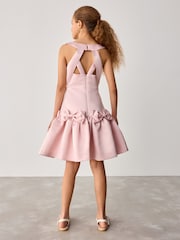 Baker by Ted Baker Pink Satin Bow Detail Occasion Dress - Image 7 of 10