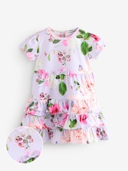 Baker by Ted Baker Purple Ruffle Tier Hem Printed Floral Dress - Image 1 of 6