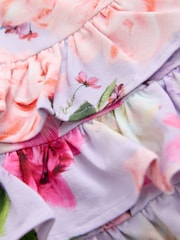 Baker by Ted Baker Purple Ruffle Tier Hem Printed Floral Dress - Image 5 of 6