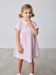 Baker by Ted Baker Pink Lace Trim Back Mesh Panel Detail Dress - Image 1 of 5