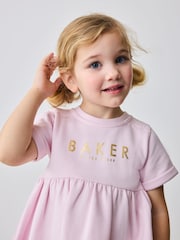 Baker by Ted Baker Pink Lace Trim Back Mesh Panel Detail Dress - Image 4 of 5
