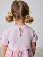Baker by Ted Baker Pink Lace Trim Back Mesh Panel Detail Dress - Image 5 of 5