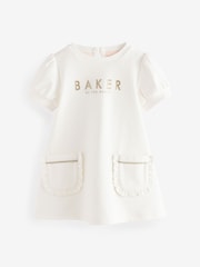 Baker by Ted Baker Cream Pocket Frill Detail Dress - Image 1 of 5