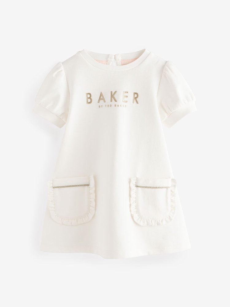 Baker by Ted Baker Cream Pocket Frill Detail Dress - Image 1 of 5
