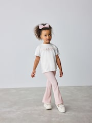 Baker by Ted Baker Pink Bow Detail T-Shirt and Flare Set - Image 1 of 13