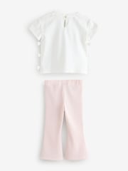 Baker by Ted Baker Pink Bow Detail T-Shirt and Flare Set - Image 10 of 13