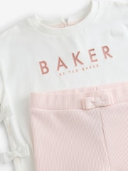 Baker by Ted Baker Pink Bow Detail T-Shirt and Flare Set - Image 12 of 13