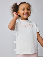 Baker by Ted Baker Pink Bow Detail T-Shirt and Flare Set - Image 5 of 13
