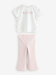 Baker by Ted Baker Pink Bow Detail T-Shirt and Flare Set - Image 9 of 13