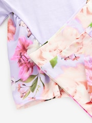 Baker by Ted Baker 2 Piece Purple T-Shirt and Floral Print Leggings Set - Image 4 of 4