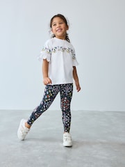Baker by Ted Baker Navy Floral Print T-Shirt and Leggings Set - Image 1 of 10