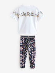 Baker by Ted Baker Navy Floral Print T-Shirt and Leggings Set - Image 7 of 10