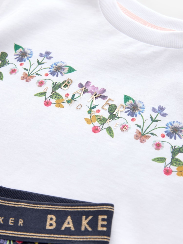 Baker by Ted Baker Navy Floral Print T-Shirt and Leggings Set - Image 8 of 10